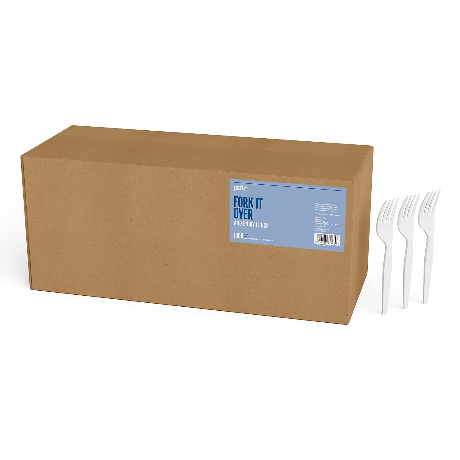 Staples Perk Polystyrene Fork, Medium-Weight, White, 2000/Carton (PK58698/PK5VS)