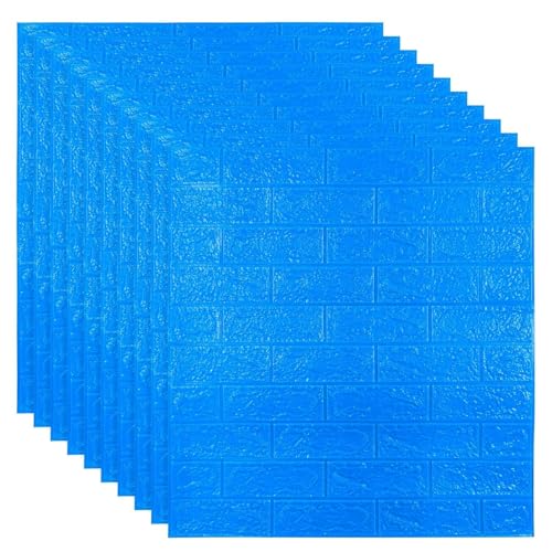 Image of TEKCOOL Self-Adhesive Waterproof PE Foam 3D Wall Panels Wallpaper Sticker for Bathroom, Living Room, and Home Decoration (70 x 77cm, Appx. 5.8Sq Feet) (5pc Dark Blue)'