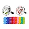 QitinDasen 2Pcs Premium Car Aromatherapy Essential Oils Diffuser, Car Aromatherapy Stainless Steel Vent Clip, with 40Pcs Replacement Felt Pads (10 Colors) Without Oil (Tree of Life & Lucky Tree)