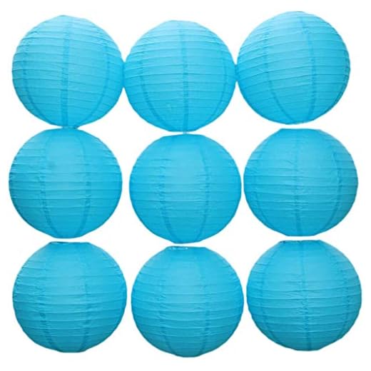 COMVIP 9pcs Partido casero Redondo Decorativo Chino linternas de Papel size4 10cm / 4" Cielo Azul