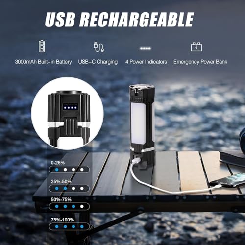 Image of Rechargeable Foldable Camping Lights Rechargeable, 3000mAh PowerBank, 1500 LM Portable Flashlight, 5 Modes LED Tent Lights for Camping,Essential Waterproof Camping Light for Hiking, Camping Essentials
