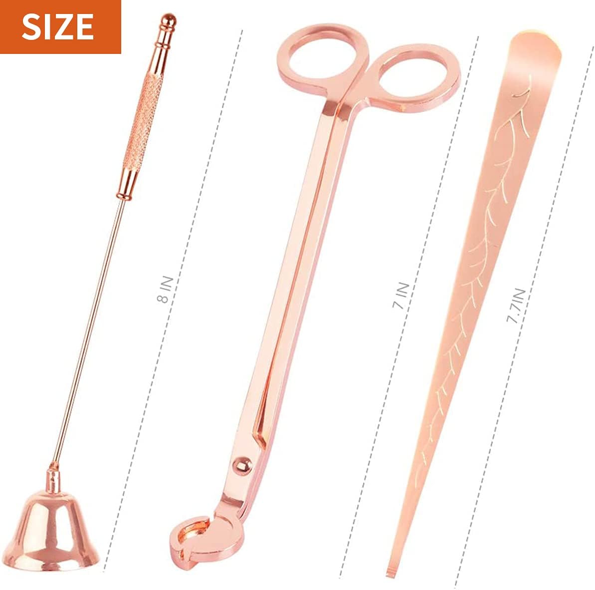 Candle Accessory Set 3 in 1, Candle Wick Trimmer, Candle Cutter, Candle Snuffer Kit, Candle Wick Dipper for Scented Candle Lover, Candle Care Tools, Christmas Thanksgiving Gift, Ideal Gift(Rose Gold) : Home & Kitchen