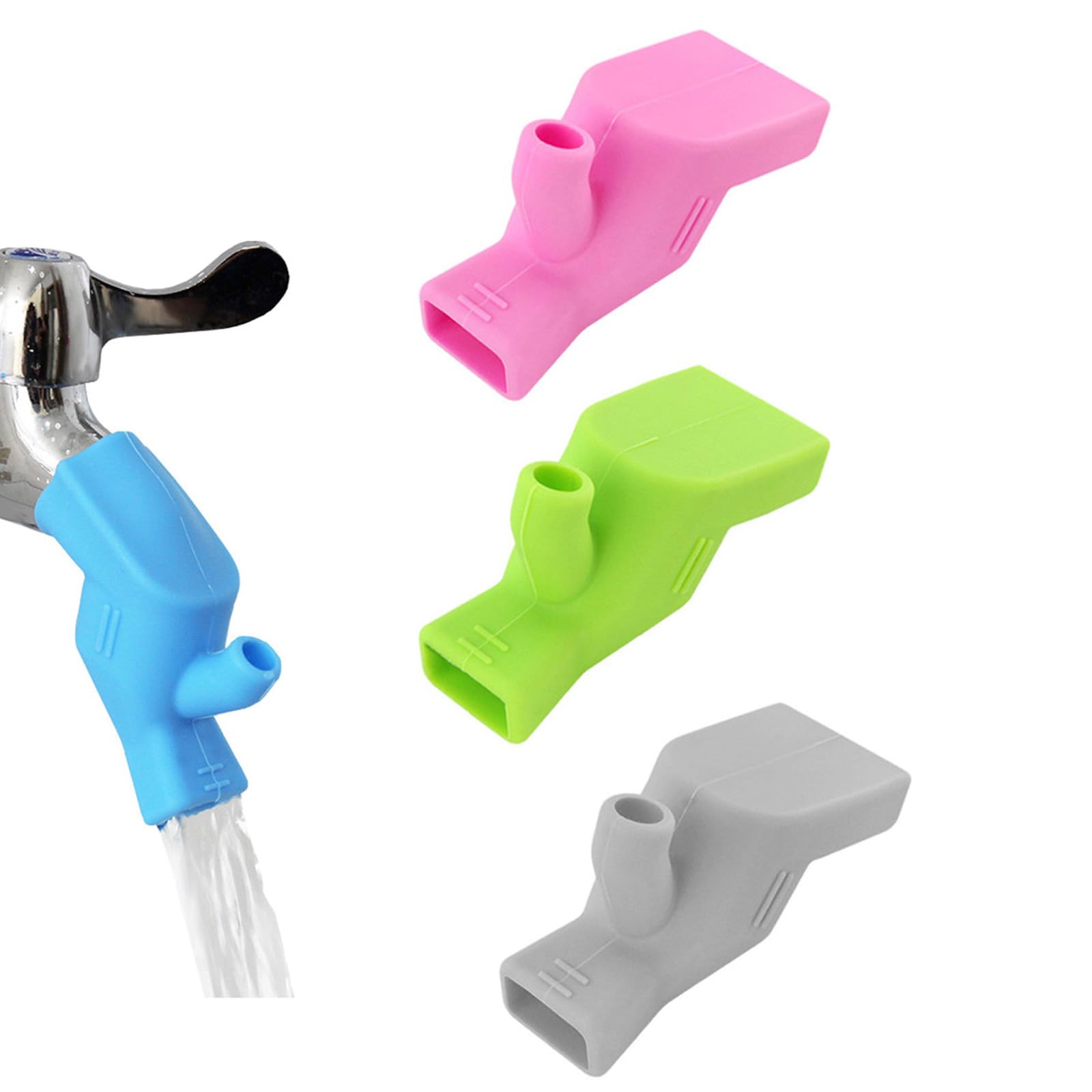 ZAAWUUT 4 Pieces Faucet Water Tap Extenders,Kitchen Sink Faucet Connector,Silicone Flexible Facucet Extension Without Water Waste and Splashing (Gray Blue Green Pink)