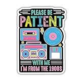 VOTANTA Please Be Patient with Me I'm from The 1900s Sticker, Funny Cassette Tape Sarcastic Quotes Stickers, Adult Humor Retro Decal Gifts Decoration for Laptops, Phones, Water Bottles, Car, Window