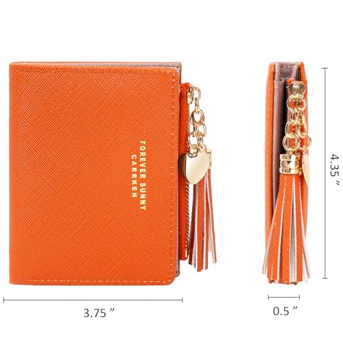 Image of KOTORA Small Wallet RFID Blocking Womens Lady Teenager Girls Personalized Initial Gift Preppy Monogrammed Letter Mini Purse for Travel Credit ID Cards Cash Coin Slot Holder Organizer (Orange)