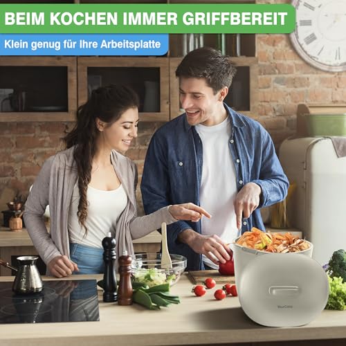 YourCasa® Organic Kitchen Waste Bin 6 Litres Compost Bin for Daily Organic Waste, Dishwasher Safe, Odour-Proof with Strainer and Ergonomic Handle, Bio-Trash Bin, Small - Image 2