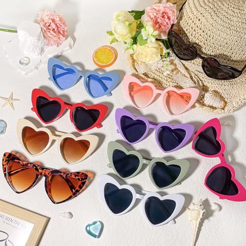 Pibupibu 6/20 Pack Heart Sunglasses for Women Bulk Vintage Heart Glasses Bachelorette Sunglasses for Wedding Party4