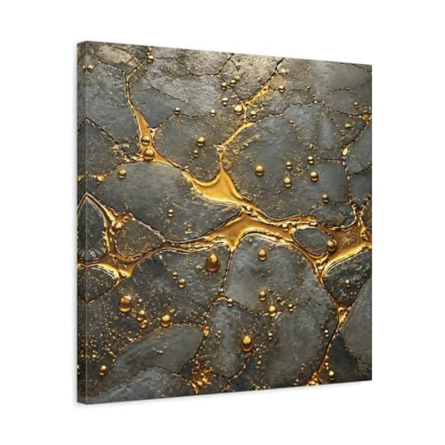 Tableau moderne abstrait or et gris pour illuminer un salon sombre