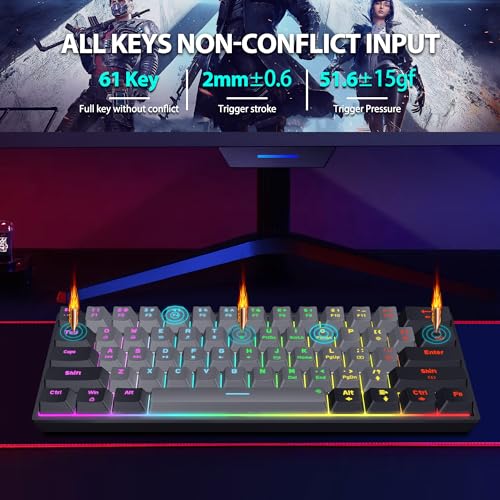 Image of Snpurdiri 60 Percent Machanical Keyboard (Black-Grey, Red Switches) | Full Anti-Ghosting 60% Gaming Keyboard Rainbow Backlit for PC Gamer Office Business