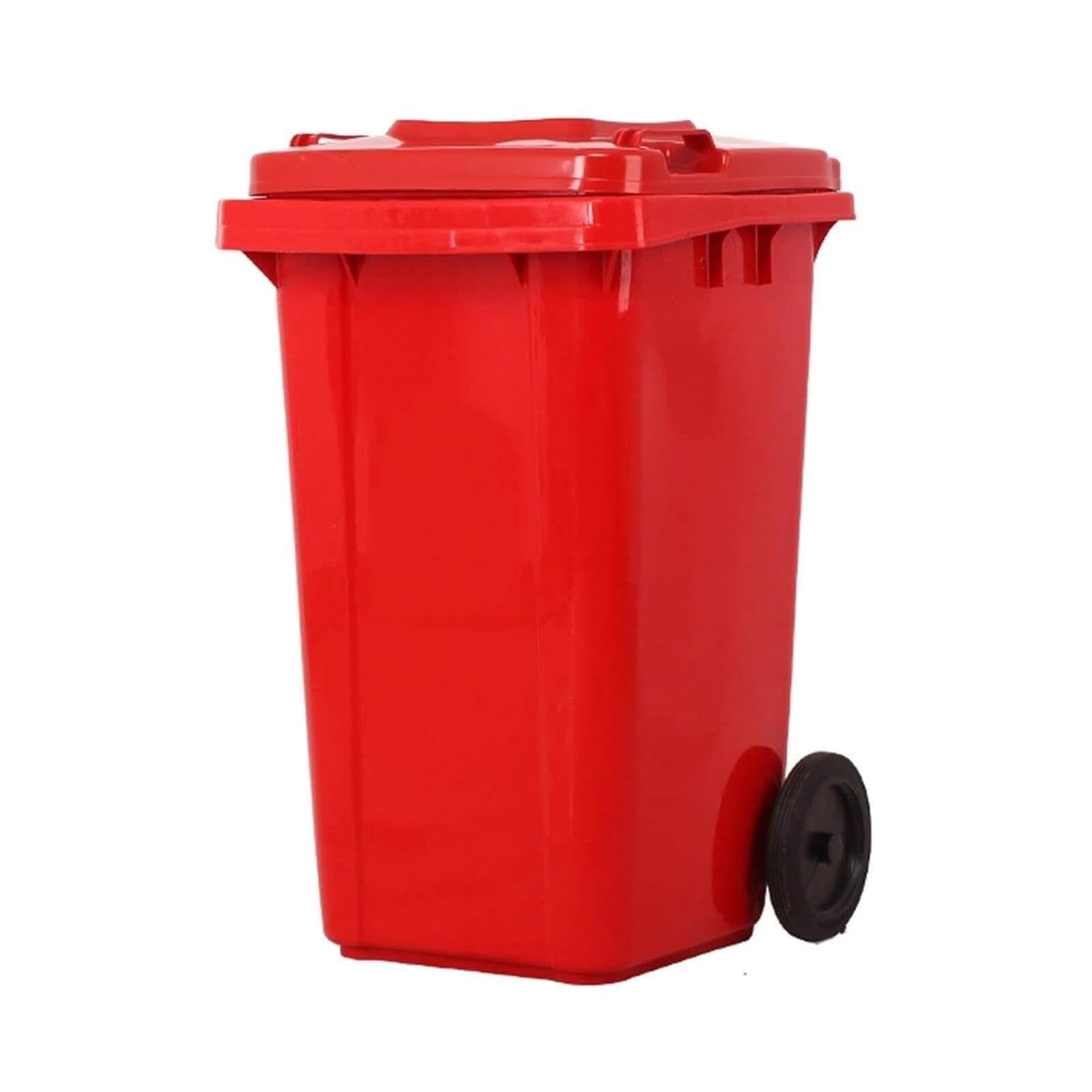 VITIWEDTY Outdoor Trash Can with Lid, Large Capacity Cylindrical Waste Sorting Bin, Durable Plastic Garbage Bin for Commercial (Red 100L)