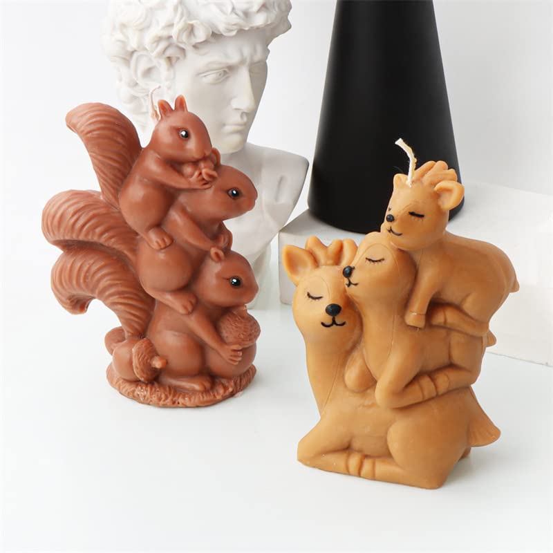 Xidmold 3D Stacking Squirrel Candle Mould, Squirrel Silicone Mould for Fondant Chocolate, Cake Decor, Candle, Soap - Image 3