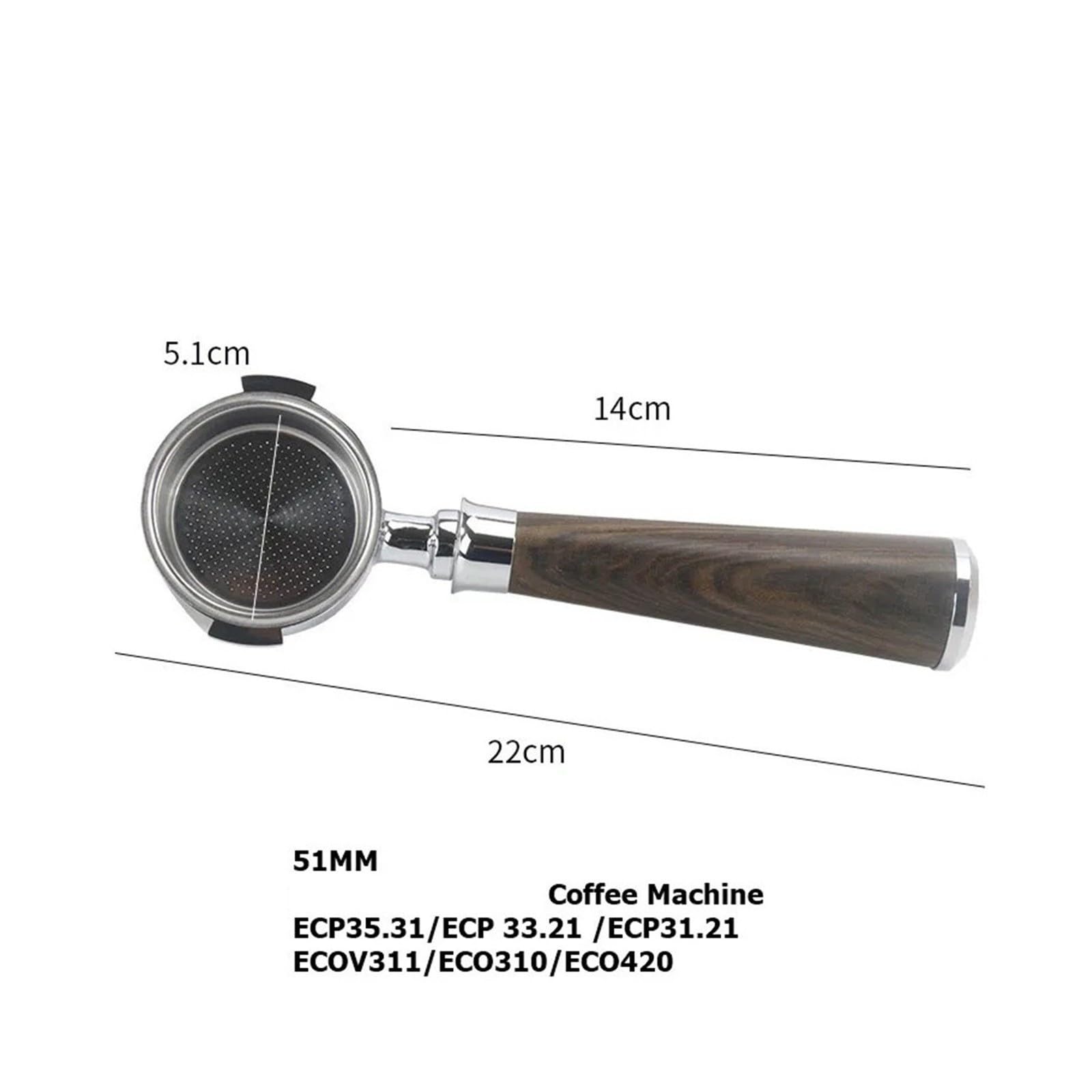 Portafiltro Sin Fondo,Compatible Con Delonghi ECP33.21 ECP35.31 51mm