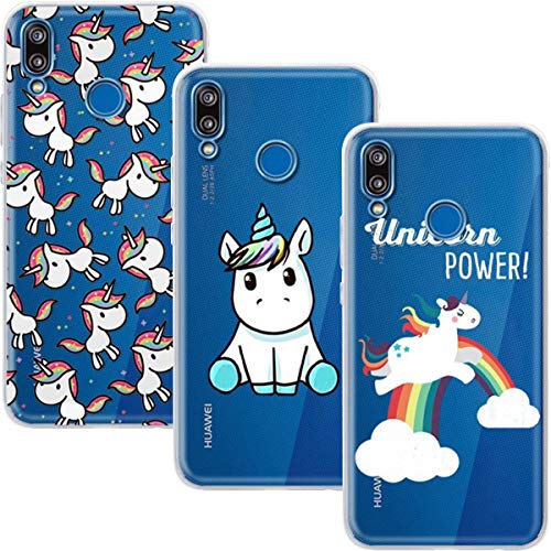 EUGO [3 Pack] Huawei P20 Lite Funda, Silicona TPU Blanda Ultrafina Carcasa Cover Case Anti Rasguños Anti Choque Caja para Huawei P20 Lite, Modelo 3