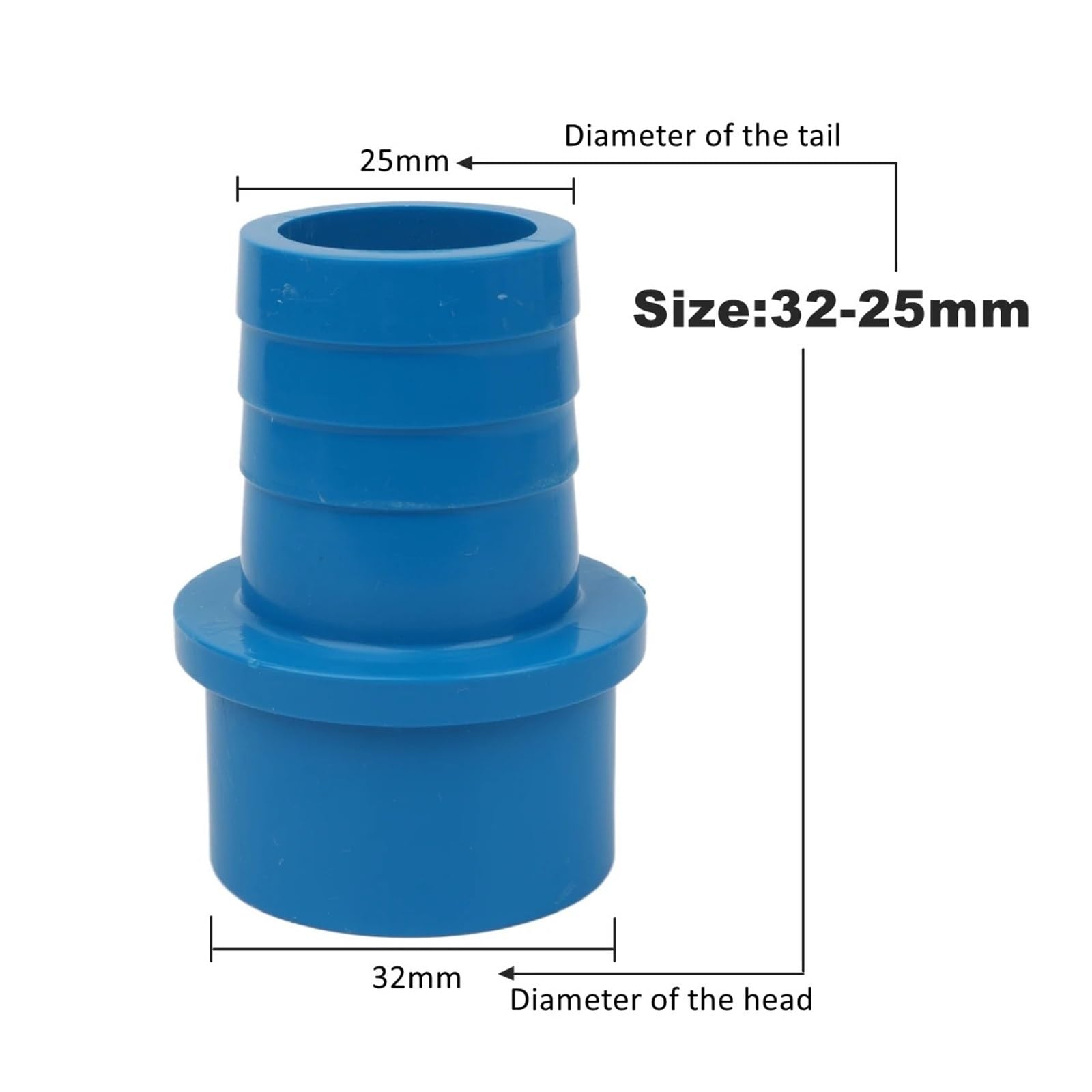Juntas de Pagoda de tubo de PVC azul, adaptador de manguera de 20/25/32mm a 5/8/10/12/14/16/18/20mm, conector de riego de jardín, accesorios de tubo de agua(20-16mm,50 Pieces)