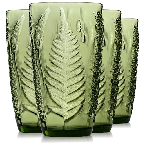 Vintage Green 16 oz Glasses Set of 4
