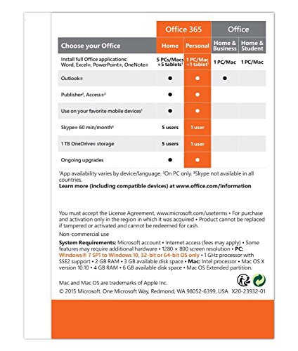Image of Microsoft Combo: Microsoft Office 365 Personal(1 User /1 Year) + Kaspersky Anti-Virus (1 User /1 Year)