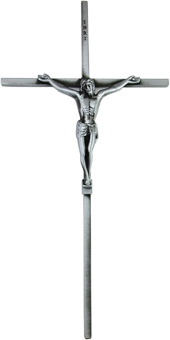Glary 10 Inch Big Silver Christ on St. Benedict Crucifix Wall Cross