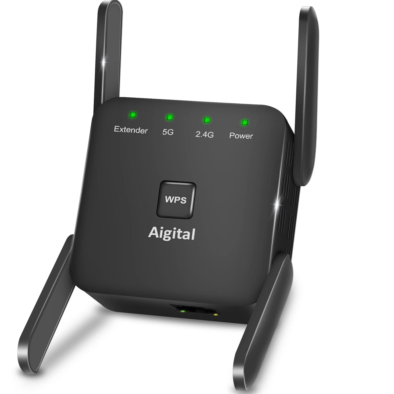 AC1200 Dual Band Wi-Fi Range Extender, Compact Wi-Fi Booster/ Repeater with 1 LAN Port and 4 External Antennas, Dual-Core CPU, Long Range Amplifier,1-Tap Setup,Works with Any Wi-Fi Router(2.4G+5GHz)