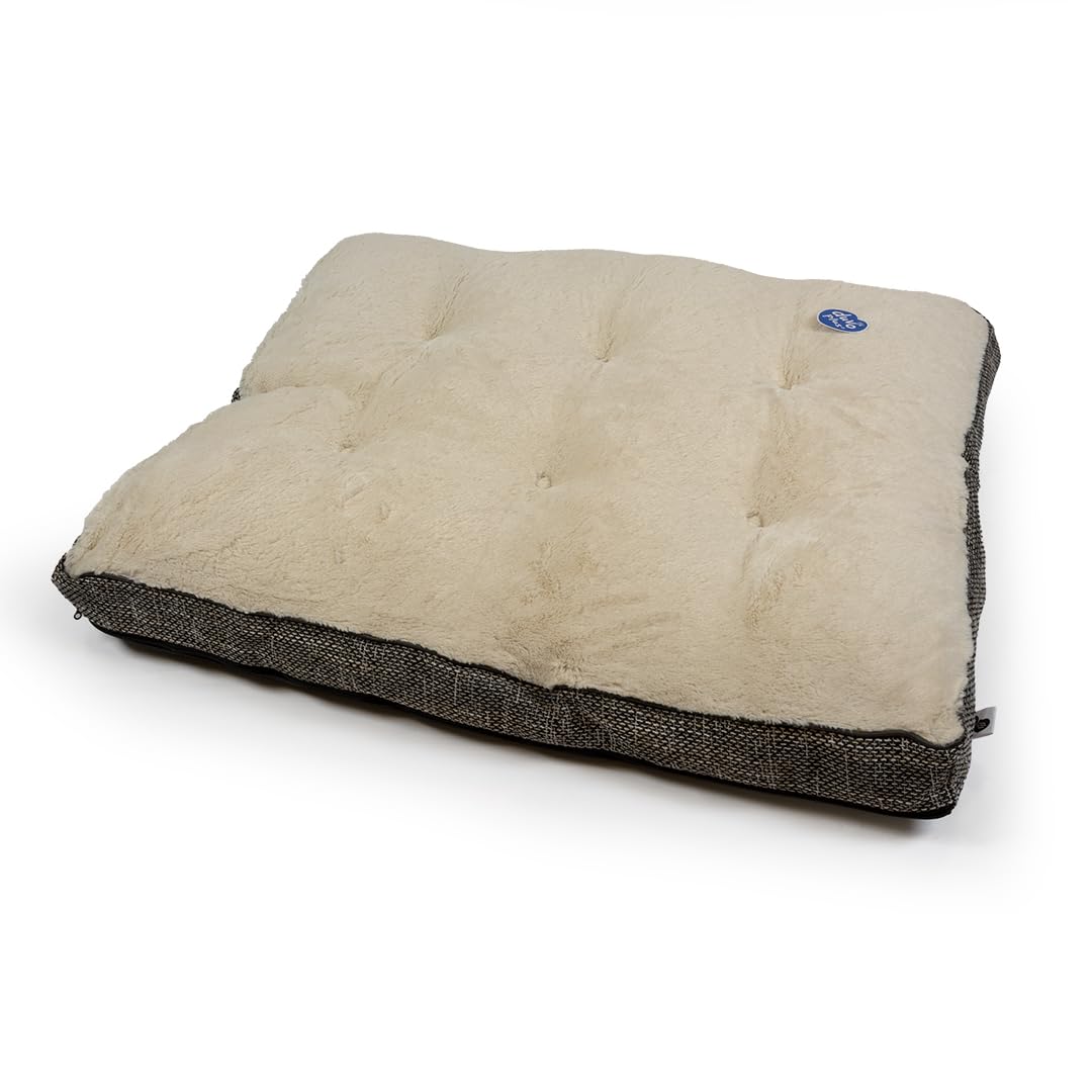 Panier ovale fleece ergo Duvoplus L coussin chien dehoussable grand format rembourré gris