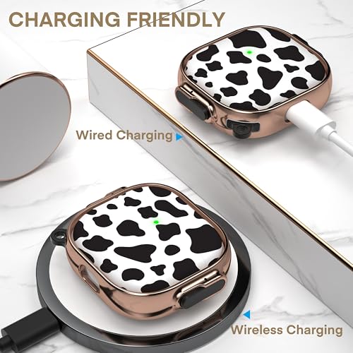 Image of Maxjoy for AirPods 4 Case with Lock, Cute AirPods 4 Case Lock Protective Hard AirPod 4 Generation Cover for Women Men with Keychain Clip for AirPod 4th Generation Cover 2024, Cow Print