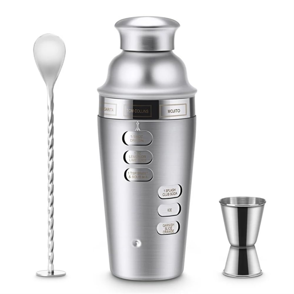 Juego de Barra de cócteles, coctelera con guía de Recetas de rotación Cocteleras colador Incorporado, Juego Profesional for Hacer cócteles for Amantes de los cócteles