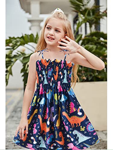 Fedpop Dinosaur Dress For Baby Girl Summer Casual Strap Toddler Playwear Outfits Clothes Dinosaur Sundress Colorful Dinosaur 2-3T #TOP3