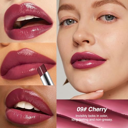 Image of Mauve Berry & Cherry Wine Honey Tinted Lip Balm for Women, Hydrating Lip Oil Stick Lip Gloss Lipstick for Mature Skin, Sheer Moisturizing Lip Tint Balm with Natural Shine, Vegan & Cruelty-Free