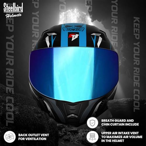 Image of Steelbird SBA-20 Strange ISI Certified Flip-Up Graphic Helmet for Men with Inner Silver Sunshield