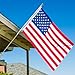 Grace Alley Flag Pole Kit 6 Ft Flagpole with Embroidered American Flag - Embroidered Stars & Stitched Stripes, White Aluminum Rust Free & Tangle Free Wind Resistant Pole and Sturdy White Bracket