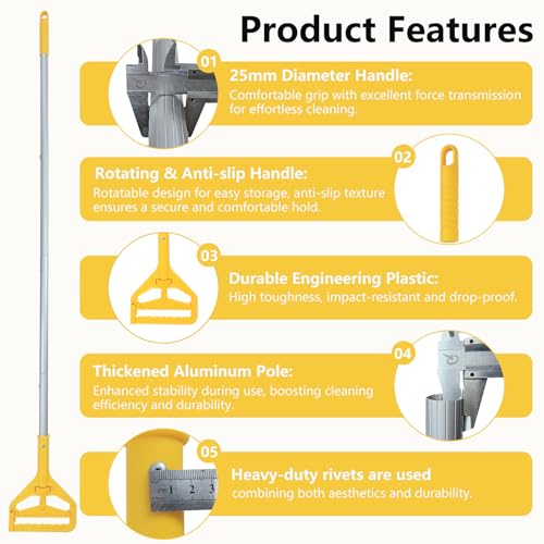 Image of 60 Inch Industrial Mop Handle Commercial mop Handle Heavy Duty Industrial mop Bucket mop Handles Heavy Duty Commercial mop Head Replacement and Handles mop Stick Replacement Mop Stick