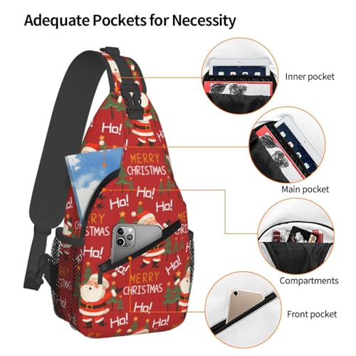 Santa Backpack Christmas Crossbody Sling Bag Shoulder Bag Chest Bags Forest Santa Claus Sport Daypack For Men Women4