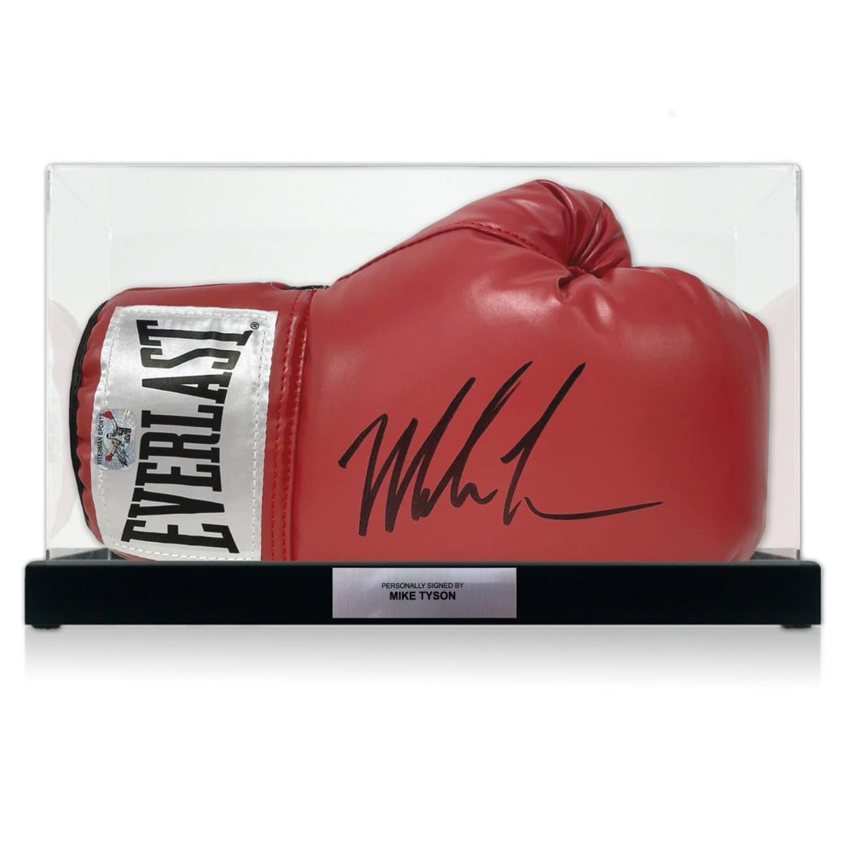 Exclusive Memorabilia Mike Tyson Signed Red Boxing Glove. Display Case With Plaque