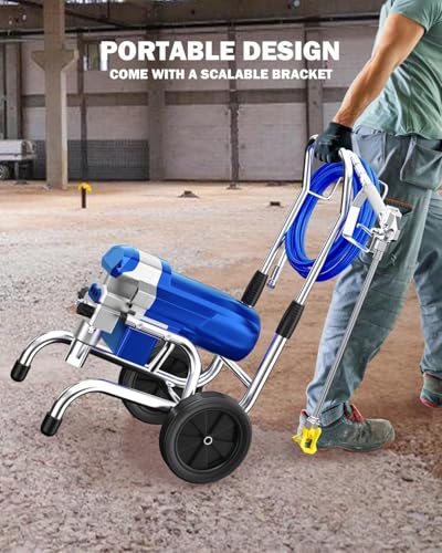 Image of Airless Paint Sprayer, 1800W High Efficiency Electric Paint Sprayer, 3800PSI Cart Thinning-Free Airless Sprayer with Extension Rod and Wheels, for Home, Yard, Garden, Commercial Use