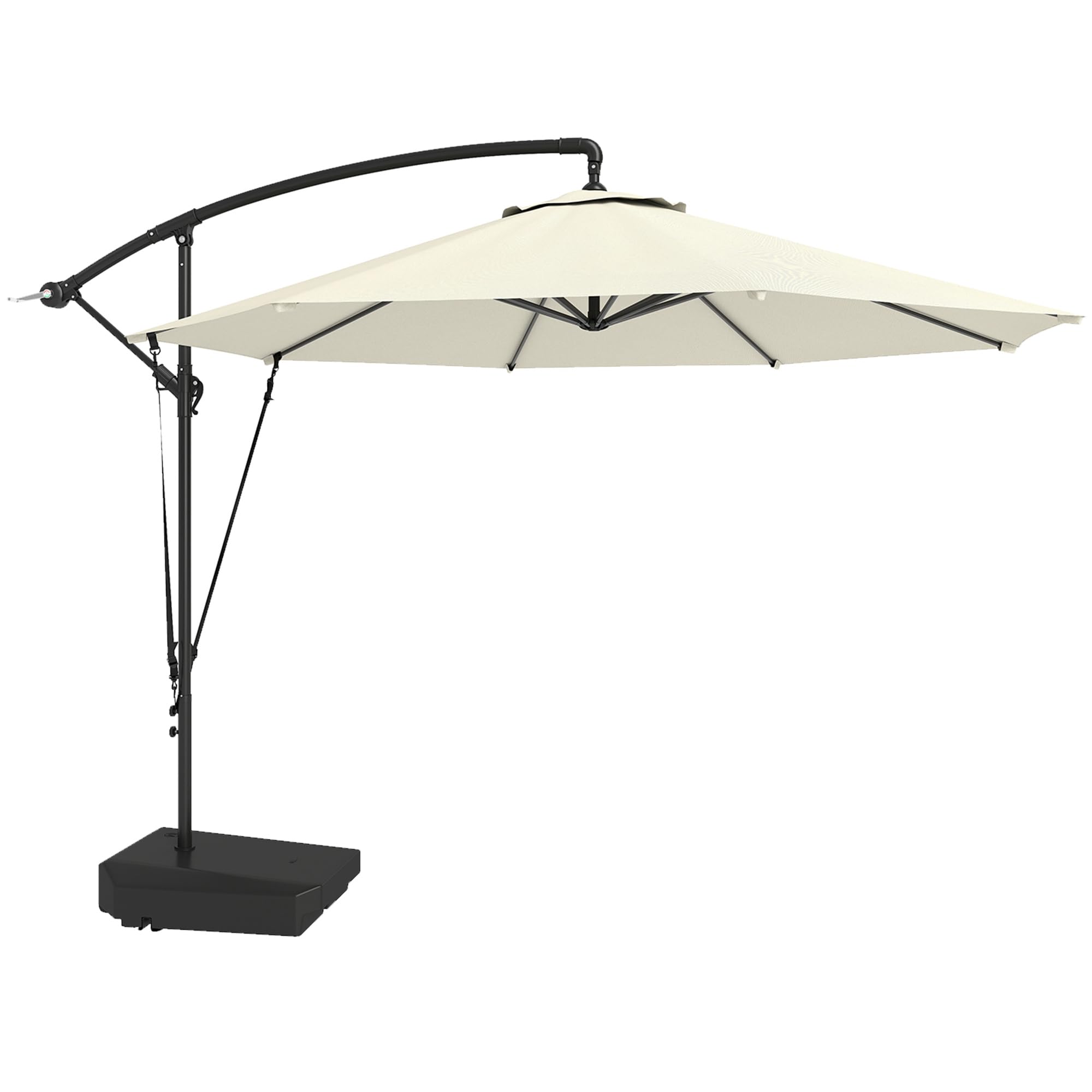 Rackhams Brown/Cream Garden Cantilever Parasol With Cover Weighted Base Wind Strap - 294Cmx294cmx251cm