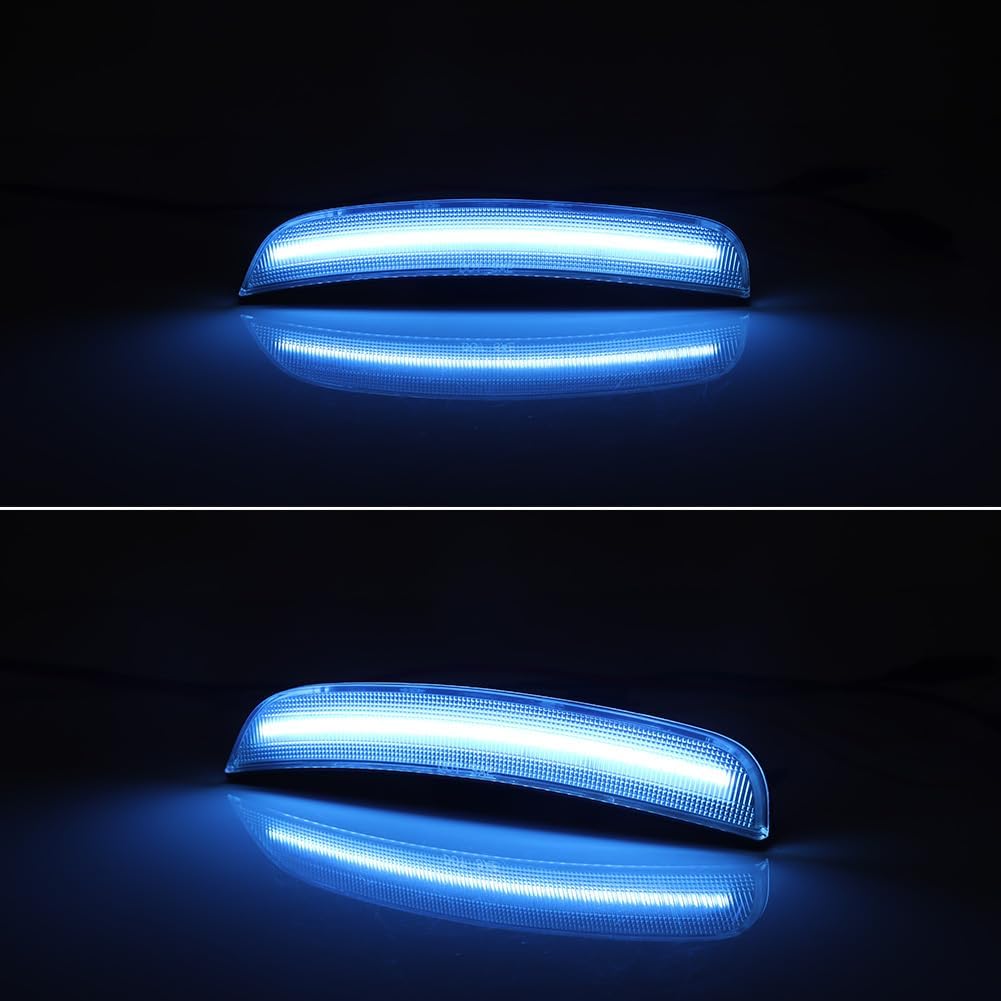 GTINTHEBOX Clear Lens Blue Led Side Marker Light Kit for 2015 2016 2017 2018 2019 2020 2021 2022 2023 2024 Chrysler 300,Replace OEM Front and Rear Bumper Fender Lamps