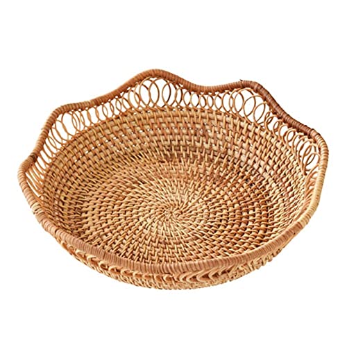 DFGHNBVC Cesta De Frutas para Colgar En La Pared, Cesta De Almacenamiento Tejida De Mimbre, Hecha A Mano, para Pan, Aperitivos Y Verduras, Pequeña, M