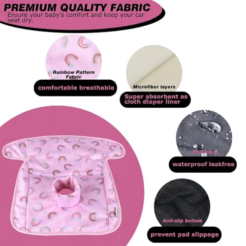 Image of Piddle Pads, Multi-use and Leak Free Lines for Baby Stroller, High Chair & Car Seat, Waterproof Toilet Training Seat Covers for Toddles (Pink Rainbow,(1 Pack))