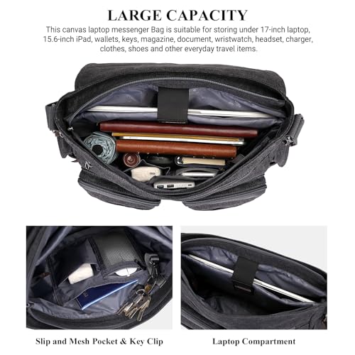 Image of WITZMAN Vintage Canvas Messenger Bag for Men Large Satchel Bags Crossbody Shoulder Fit 17 inch Laptop