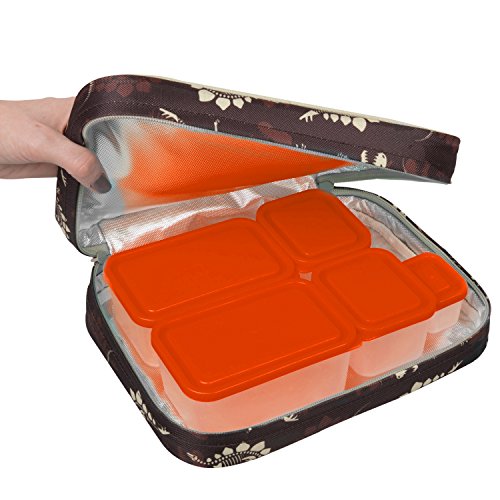 Bentology Lunch Bag And Box Set For Kids - Boys Insulated Lunchbox Tote, Bento Box, 5 Containers And Ice Pack - 9 Pieces - Dinosaur Fossils #TOP6