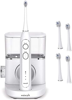 Waterpik White Sonic-Fusion Toothbrush and Heads (Set of 4). Brush and Floss at The Same Time. Soft Bristles Gently Brush ...