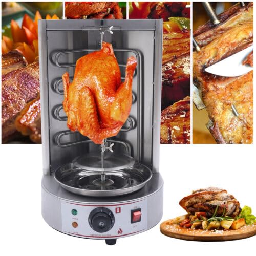 Vertical Gas Broiler Shawarma Machine, 110V Doner Kebab Gyro Grill Machine Electric Shawarma Machine 12 RPM Automatic Rotating Grill w/Temperature Control Probe for Home Restaurant Kitchen