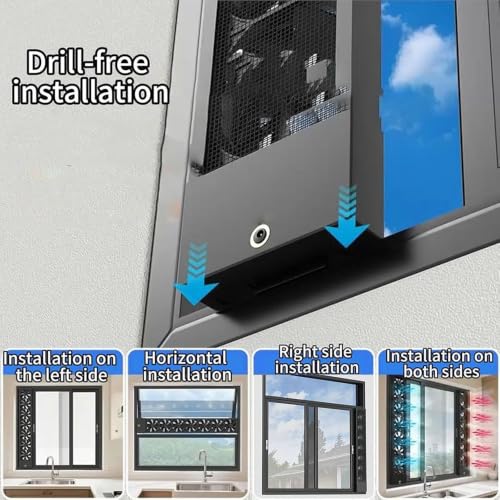 Ventilador de ventana vertical deslizable, resistente al agua, sin herramientas miniatura 5
