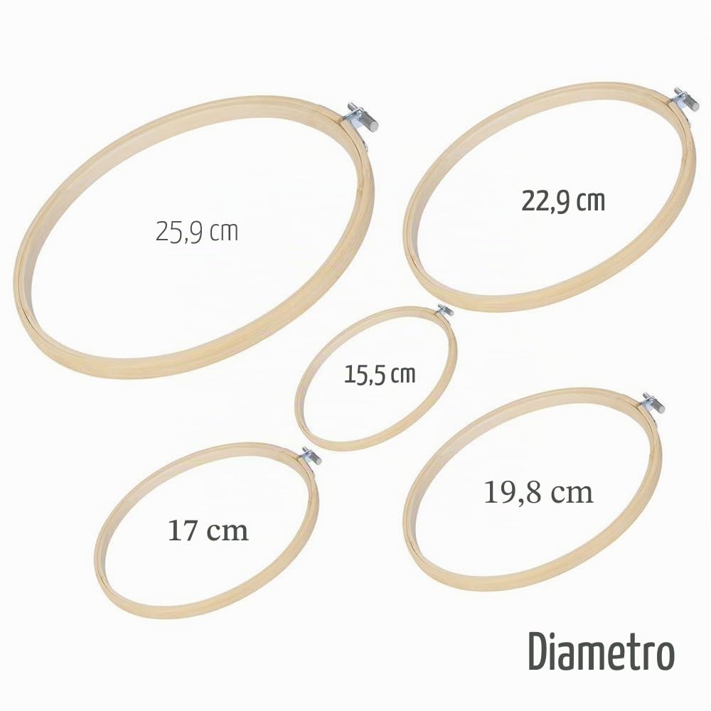 Pllieay Ricamo Starter Kit con 5 cerchi in bambù, 100 fili colorati, 3 pezzi di tela Aida e kit di strumenti per il cucito