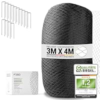 FISO® Teichnetz - 3x4m I Vogelschutznetz engmaschig, robust, witterungs- & UV-beständig I Schwarzes Teich Netz feinmaschig (15x15mm) I Netz zum Schutz von Teich, Balkon, Kirschbaum & Mehr