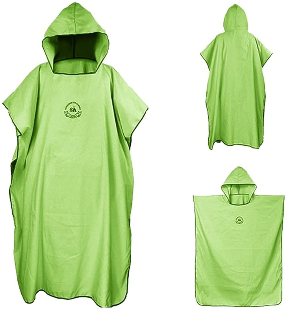 Toalla de poncho con capucha de microfibra, bata de secado rápido, ligera, perfecta para surf, playa, natación, deportes al aire libre, vacaciones, viajes, tamaño general (verde)