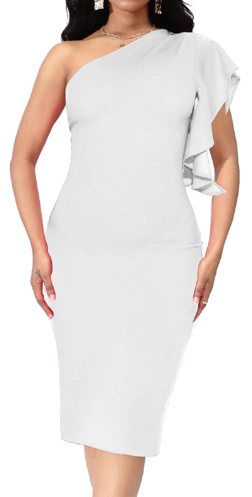 Women Church Dress Bodycon One Sleeve Sexy Business Pencil Dresses