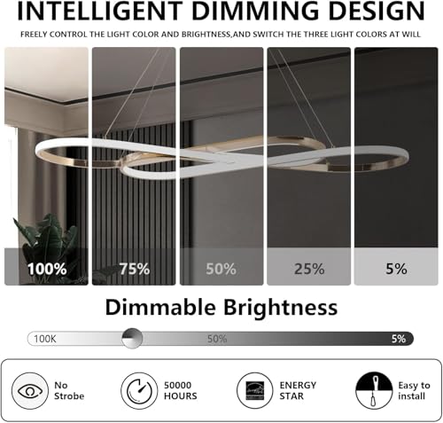 Image of Gold 29.53in Modern Dimmable LED Pendant Chandelier