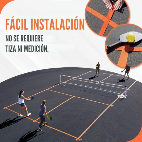 Kit de líneas de pickleball portátiles y marcador de pista con dimensiones oficiales 4