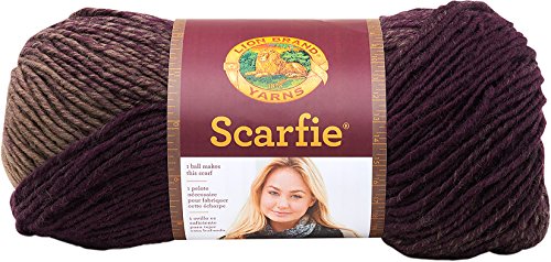 Image of Lion Brand Yarn 826-222 Scarfie Yarn, Eggplant /Taupe