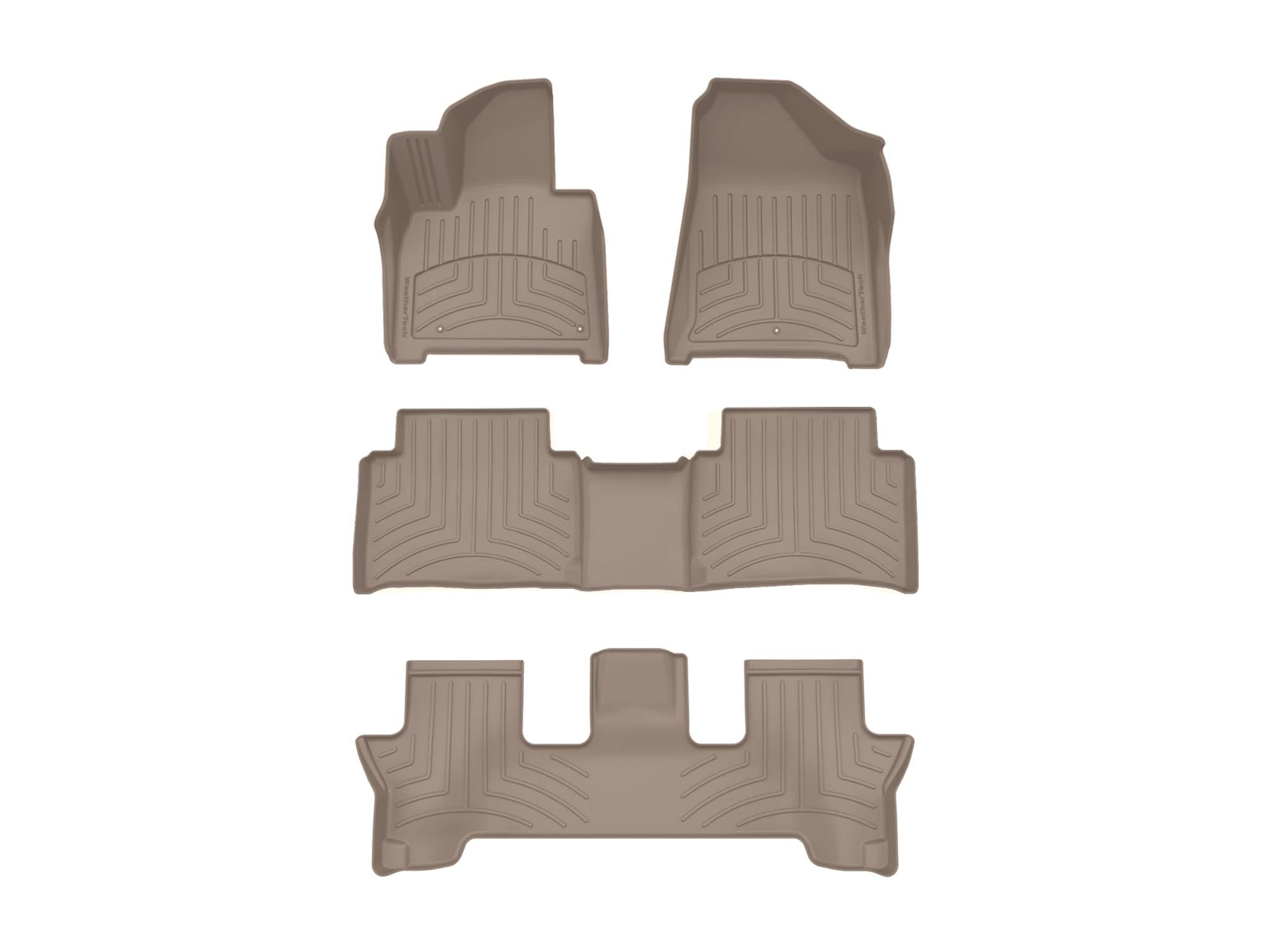WeatherTech FloorLiner HP Custom Fit Floor Mats for Hyundai Santa Fe Full Set (451865-1-2-3IM), Tan